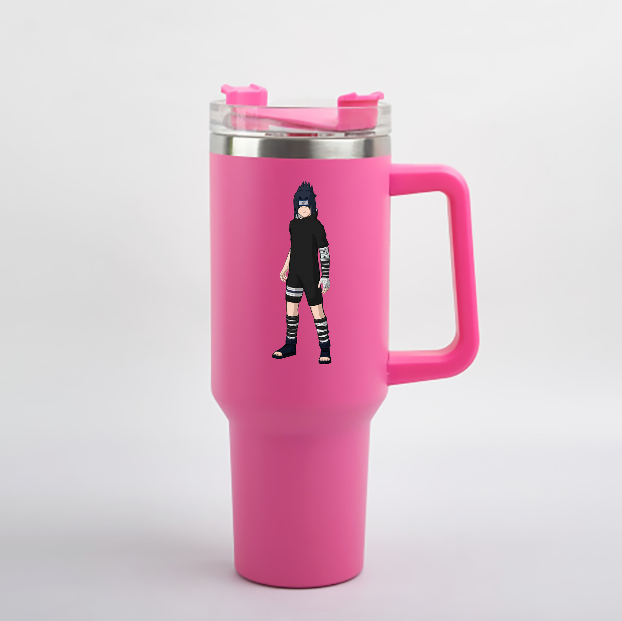 （画像用） NARUTO -ナルト- うちは サスケ Uchiha Sasuke 1200mL車用タンブラー - クリスタルステッカー（プラスチックストロー付き）